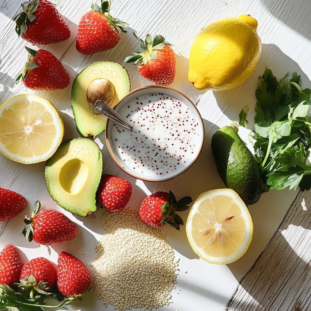 Fresh ingredients for summer gluten-free dairy-free recipes on a table