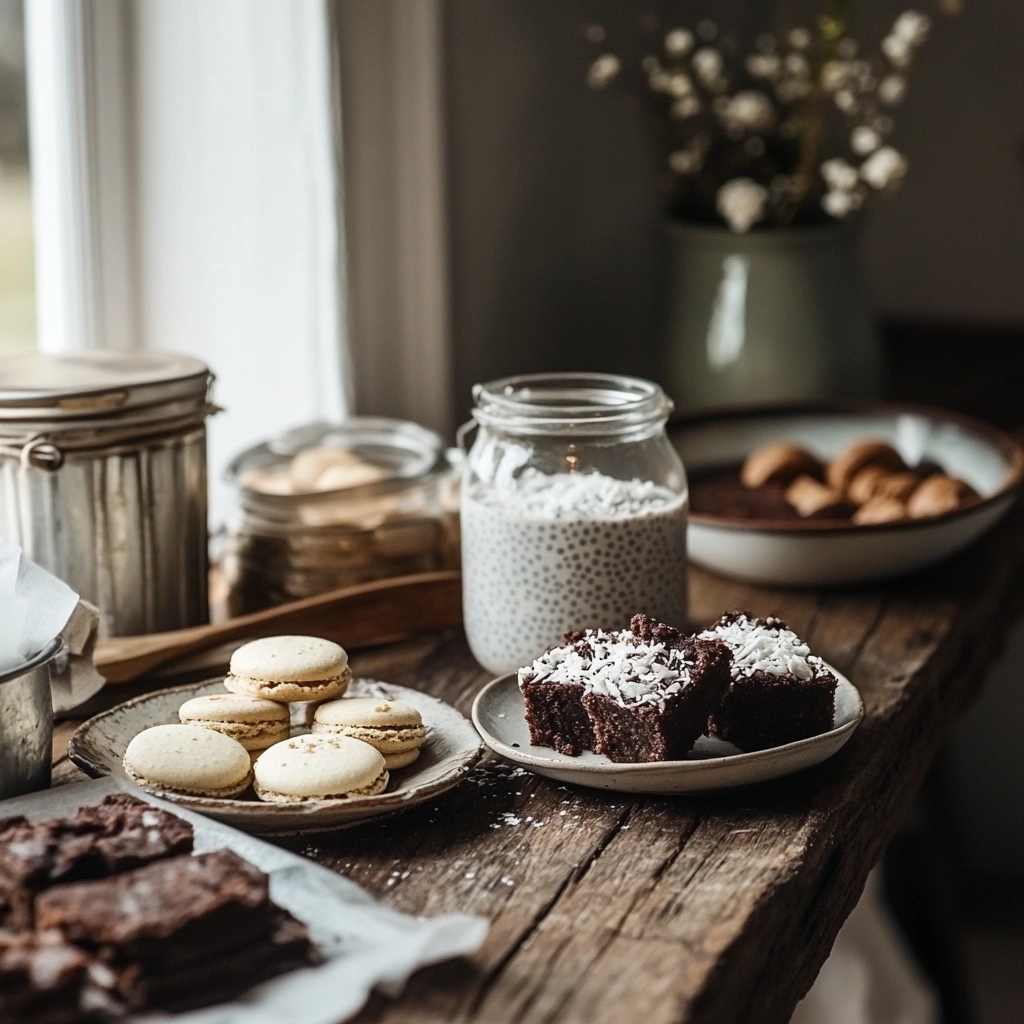 gluten-free dairy-free desserts on rustic table