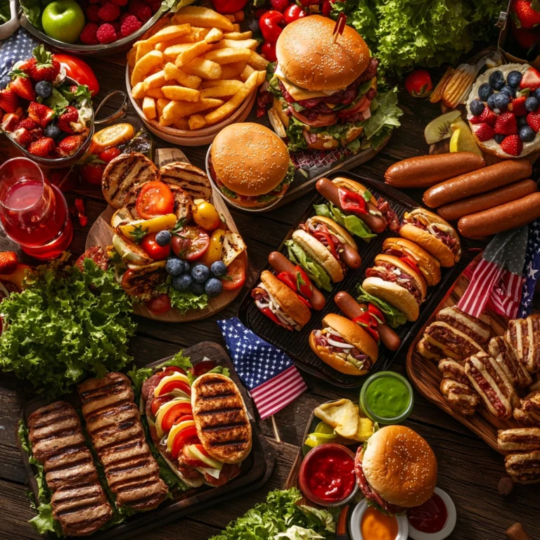 Memorial Day and July 4th recipes outdoor cookout table