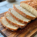 Close-up of the best gluten-free bread loaf sliced on a cutting board