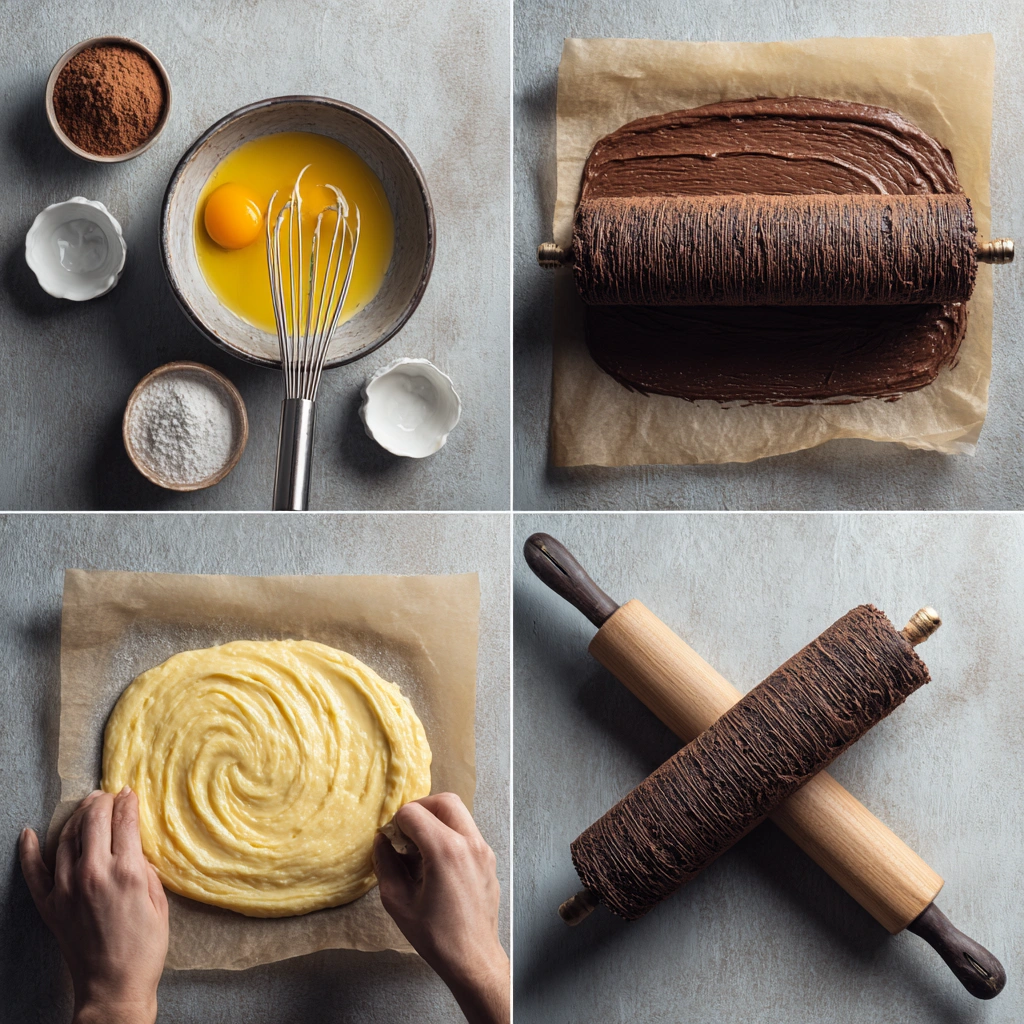 Step-by-step preparation of gluten-free Yule log cake