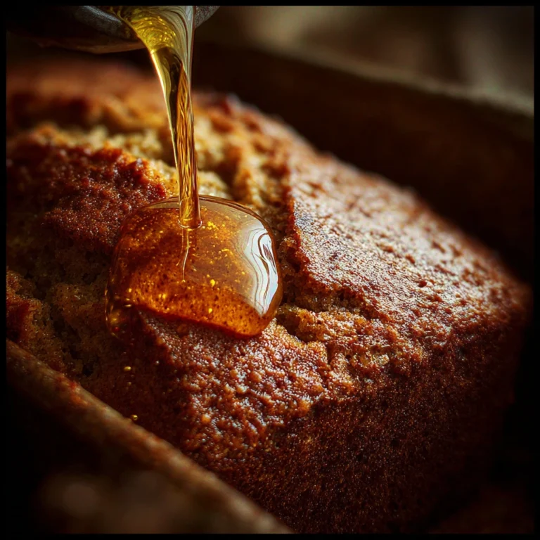 Pouring gluten-free apple cider cake batter into loaf pan