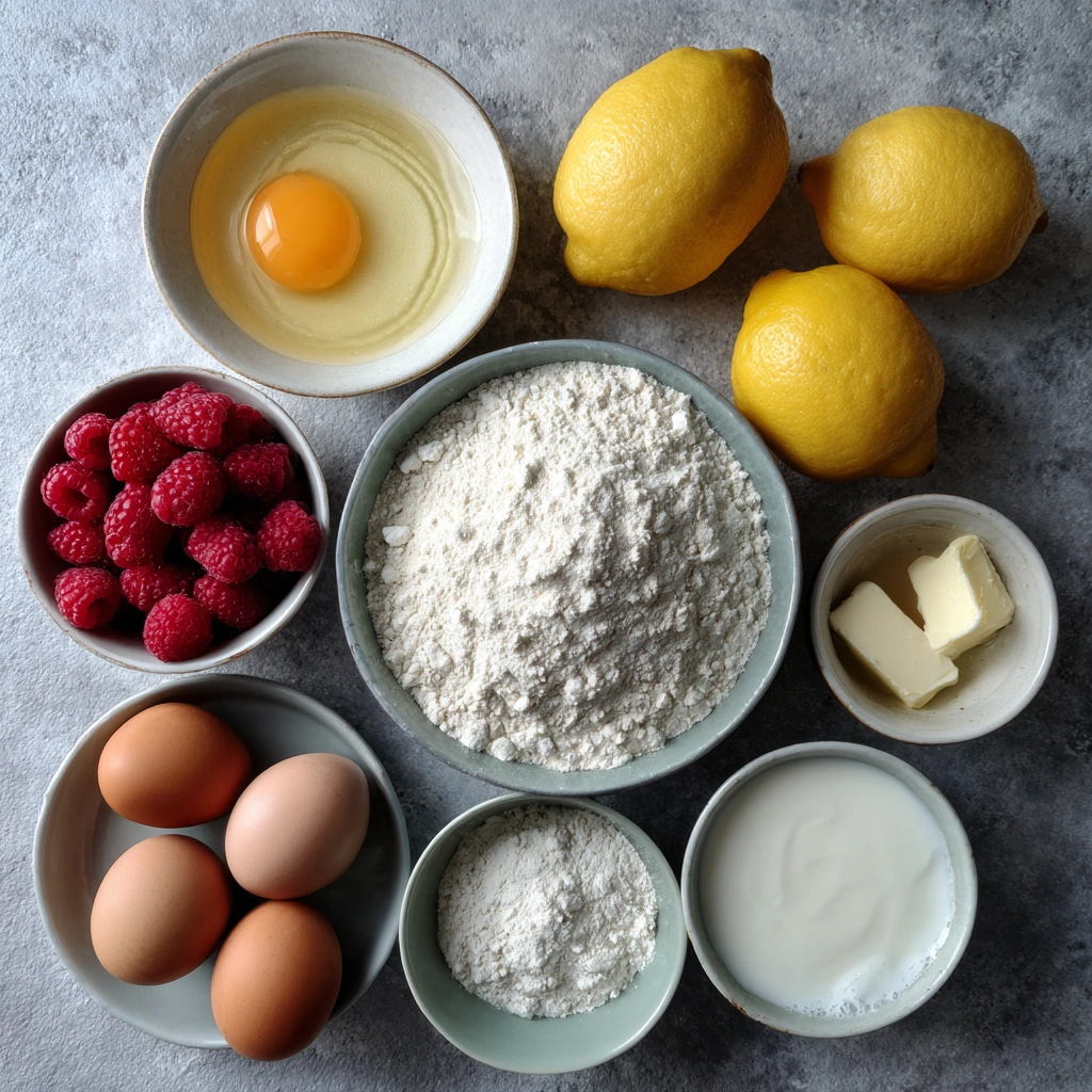 Ingredients for gluten-free lemon raspberry bread